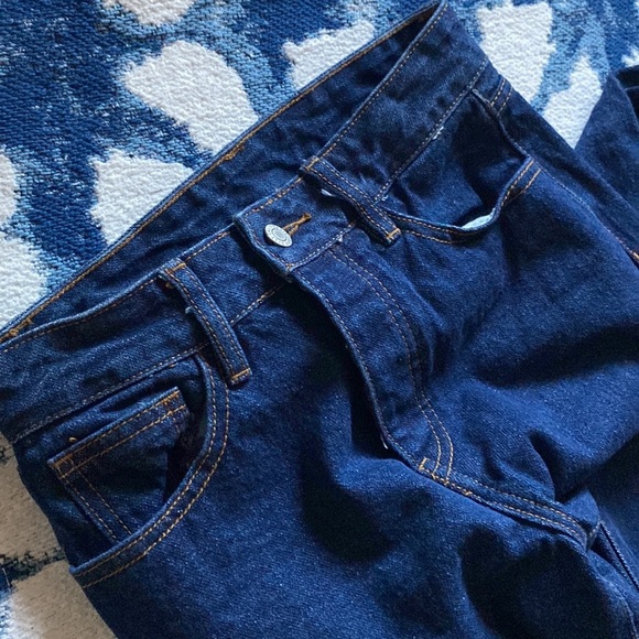 J. Galt small cotton dark denim raw hem high waisted jeans - Picture 9 of 15